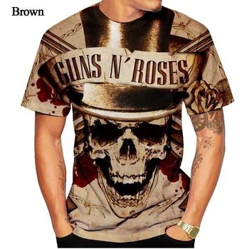 Erkek / Kadın Sıcak Yeni Guns N ' Roses 3D baskılı tişört Harajuku Kısa Kollu Hip Hop Sokak Büyük Boy Üst Moda Rahat T Shirt
