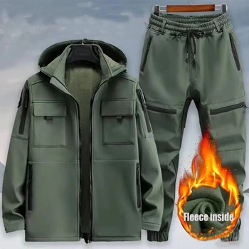 Erkek Kış Sonbahar Seti Su Geçirmez Takım Elbise Balıkçılık Tırmanma Trekking Ceket Softshell Eşofman yürüyüş pantolonu Ceketler Kamp Pantolon