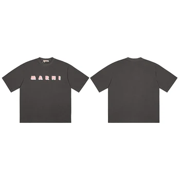 Erkekler Harajuku MARNİ Graffiti Mektup Üst Tee Yaz Yeni T Shirt Yüksek Kaliteli Pamuk Moda Erkek ve kadın Giyim