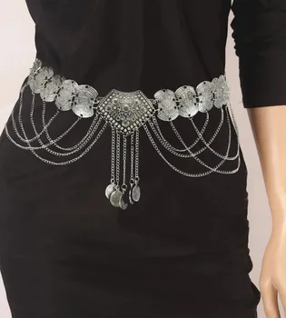 Etnik Elbise Etek Kazak Bel zincir kemer Moda Kemer Alaşım Püskül Oyulmuştur Dekorasyon Kemer Retro Kadın Kemer