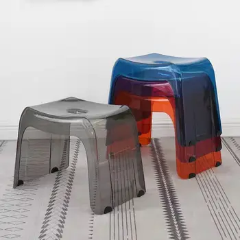 Ev Oturma Odası çay masası Düşük Tabure Ayakkabı Tabure Sofafoot Şeffaf Sandalyeler Backless Sandalye Banyo Duş Plastik Tabure