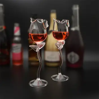 Fantezi kırmızı şarap kadehi Şarap kokteyl bardakları 2000 ml Gül Çiçek Şekli şarap bardağı Parti Barware Drinkware cam bardak Düğün Hediyesi