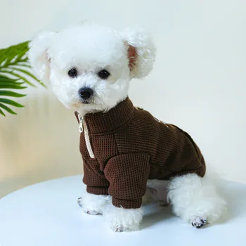 Fermuar Yaka Kış Ceket İçin Bir Köpek Sıcak Kazak Pet Kazak Kıyafet Küçük Orta Köpek Hayvan Kedi Takım Elbise XS XL York Kazak