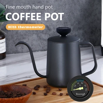 Filtre kahve Kahve Çelik Paslanmaz Gıda Çay Gooseneck Kaplama Sınıfı Termometre su ısıtıcısı Pot yapışmaz 350ml Pot Ağız İnce