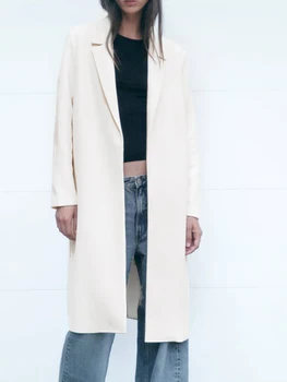 Fransız Katı Kadınlar Yün Ceket Yaka Uzun Kollu Hırka Kadın Gevşek Uzun Palto Moda Vintage Ceket Kış Sıcak Üstleri Yeni
