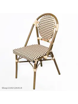 Fransız yemek sandalyesi rattan sandalye arka tabure balkon açık bambu sandalye kahve dükkanı eğlence Amerikan country retro tek