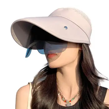 Geniş Ağızlı Boş Üst güneş şapkası Gözlük ile Nefes Örgü Ayarlanabilir Raptiye Bant Güneşlik Seyahat Şapka