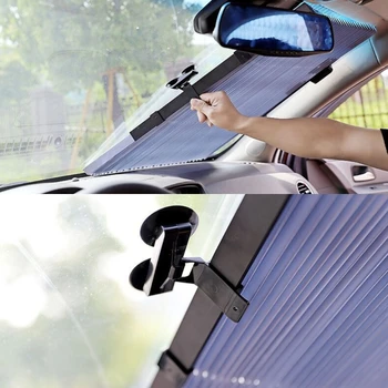 Geri çekilebilir Cam Güneşlik Vantuz ile Güneş Koruyucu Araba UV Engelleme Katlanabilir Güneş Gölge Pencere Güneş Bloğu