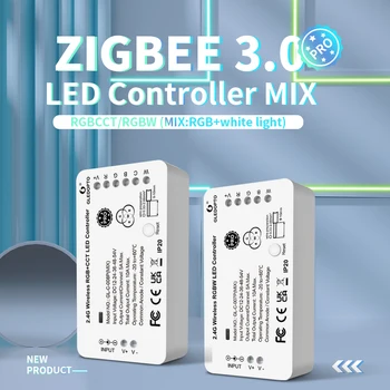 GLEDOPTO ZigBee LED Şerit Denetleyici RGB + W Pro Renk Beyaz İşık Mix Ev Gibi Alexa Echo Tuya Akıllı SmartThings App Uzaktan Kumanda