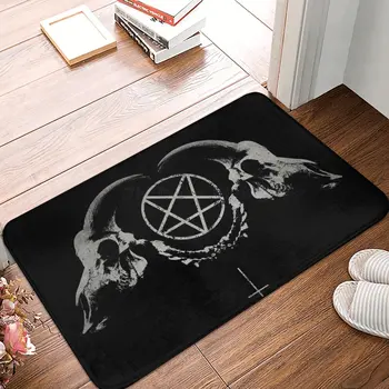 Gotik Gizli Şeytan Penta Sembolü Kafatası Paspas Oturma Odası Yatak Odası Halı Kaymaz Banyo Paspas Polyester Halı Ev Dekorasyon