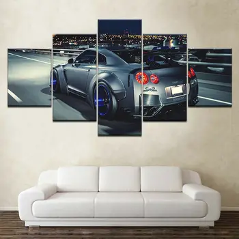 Gösterişli Nissan Gtr R35 Spor Araba Posteri 5 Panel Tuval Baskı Duvar Sanatı Ev Dekor HD Baskı Resimleri Odası Dekor Resimleri 5 adet