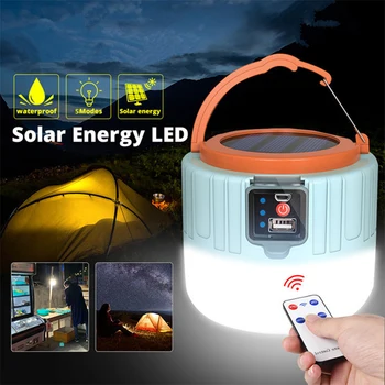 Güneş LED kamp ışık USB şarj edilebilir ampul açık çadır lambası taşınabilir fener acil durum ışıkları BARBEKÜ yürüyüş spot