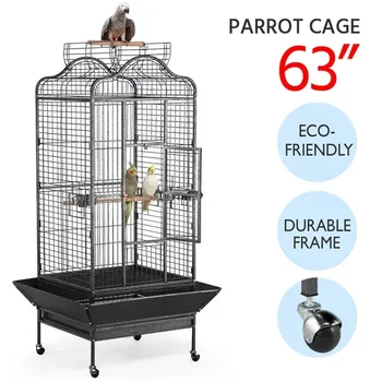 Haddeleme Metal Büyük Kuş Kafesi Papağan Kafesi Standı ile Açık Playtop