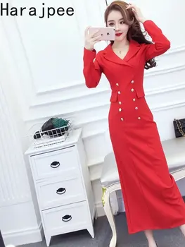 Harajpee Kadın Moda elbise Sonbahar 2023 Yeni Yabancı Stil Net Ünlü Kruvaze Uzun Mizaç Abiye