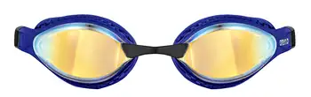 Hava-Hız Anti-Sis Yüzmek Gözlük Erkekler ve Kadınlar için, Sarı Bakır / Mavi, Ayna Lens