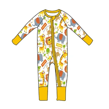 Hayvan Cennet Yenidoğan Tulum Erkek Bebek Kız Tulum 2 Fermuar Pijama Bebek Emekleme Giysileri