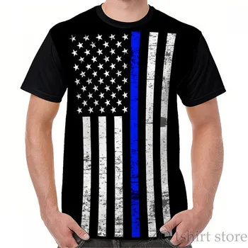 Ince Mavi Çizgi Amerikan Bayrağı grafikli tişört erkek t shirt komik tüm baskı kadın kısa kollu t-shirt Üstleri tee