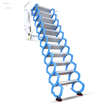 Iskandinav Duvara monte basamaklı merdivenler Tavan Teleskopik Merdiven Dubleks Ev Katlanır Geri Çekilebilir Merdiven Açık Platform Merdivenleri