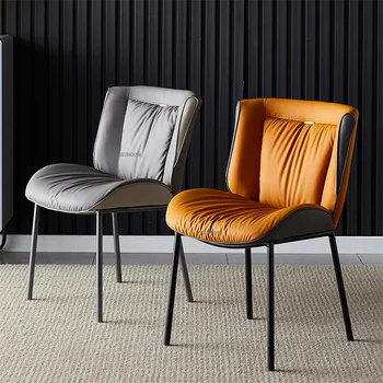 Iskandinav Minimalist deri yemek sandalyeleri için mutfak mobilyası ışık lüks yemek odası sandalyesi arkalığı sandalye Modern masa sandalye