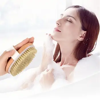 Islak kuru Cilt vücut doğal kıl Fırça yumuşak SPA Fırça banyo masaj aleti sıradan 12X6. 5 CM duş fırçası doğal kıl Fırça