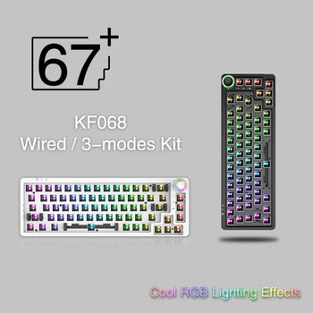 Için 3Pin / 5Pin anahtar düğmesi Hot Swap Mekanik 68 Tuşları Klavye kablosuz bluetooth 3 Modu RGB Arkadan Aydınlatmalı Oyun 60 % Klavye Seti