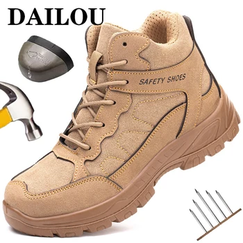Iş Güvenliği Ayakkabıları Erkekler Kış iş çizmeleri Yıkılmaz Ayakkabı Delinmez Çelik burunlu güvenlik botları Erkekler İnşaat yürüyüş botları