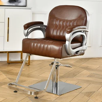 Işık Lüks Deri berber sandalyeleri kuaför mobilyası Profesyonel Berber Dükkanı Sandalye Paslanmaz Çelik kuaför salon sandalyeleri
