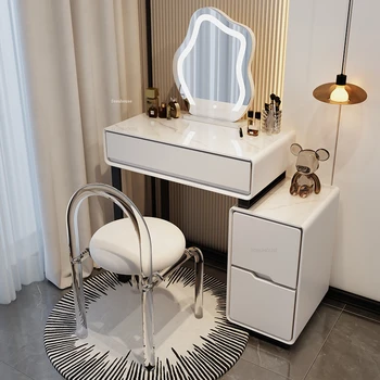 Işık Lüks Kayrak Şifoniyer Modern yatak odası mobilyası katı ahşap tuvalet masası Ayna depolama dolabı Makyaj makyaj masası