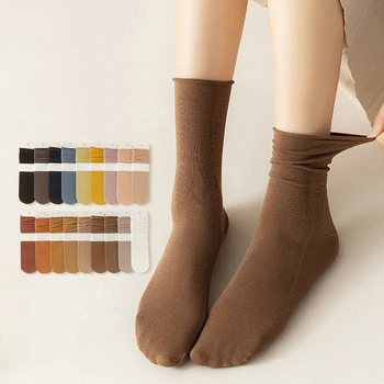 İlkbahar / Yaz İnce Penye Pamuk Orta Tüp Çorap JK Lefu Ayakkabı ve Çorap Düz Renk Çok Yönlü Uzun Tüp İstifleme