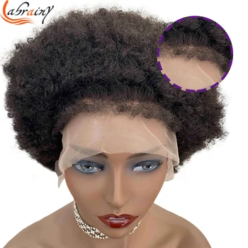 İnsan Saç Peruk Kıvırcık Bebek Saç HD Şeffaf Dantel Frontal Afro Kinky Kıvırcık Brezilyalı Dantel ön peruk Brezilyalı Ön Koparıp