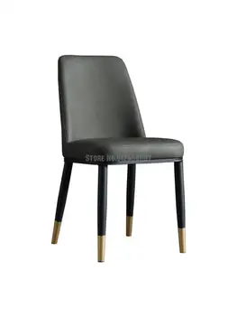 İskandinav Arkalığı ekonomik müzakere deri sandalye ışık lüks Modern basit ev modeli odası yüksek yoğunluklu sünger yemek sandalyesi