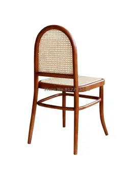 İskandinav katı ahşap kamış örgü yemek sandalyesi Oturma Odası Ortaçağ Sandalye Geri Basit Masa Sandalye Net Kırmızı Makyaj Sandalye Restoran
