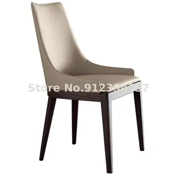 İskandinav katı ahşap yemek sandalyesi otel restoran ışık lüks sandalye basit deri sandalye arkalığı tasarımcı modeli odası koltuk