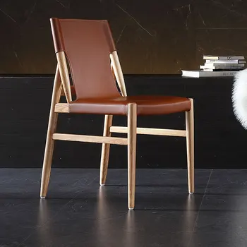 İskandinav Su Geçirmez yemek sandalyeleri Modern Ahşap Lüks Ergonomik Deri mutfak sandalyeleri Salon Sillas Comedor Restoran Mobilya