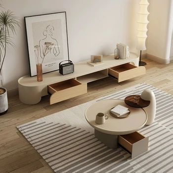 İskandinav tasarımcı TV standları oturma odası mobilya Modern ışık lüks ev ahşap TV dolabı sehpa kombinasyonu çekmeceli