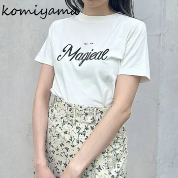 Japonya Tarzı Mektup Baskı Ropa Mujer O-boyun Kısa Kollu T Shirt Moda Basit Y2k Üstleri Kadın 2023 Yaz rahat giyim