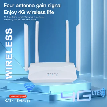 Kablosuz LTE CPE Yönlendirici RJ45 USB Geniş Kapsama 150Mbps 4G Yönlendirici Hotspot SIM Kart Yuvası ile Harici Anten AB / ABD Plug