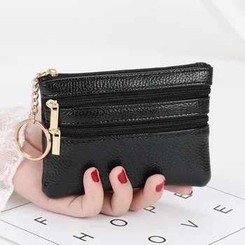 Kadın bozuk para cüzdanı PU Deri Kısa kartlıklı cüzdan Basit Katı Kadın Anahtarlık Para Çantalar Çok Yönlü Sikke Cep Kadınlar için