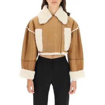 Kadın ceketi 2023 Sonbahar Ve Kış Yeni Y2k Eko Kürk Ekleme Vintage Aviator Ceket Yüksek Kalite Moda Sıcak Yüz Üst