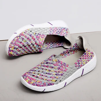 Kadın Rahat Slip-on Nefes kanvas ayakkabılar Kaymaz yürüyüş ayakkabısı Moda Hafif Rahat loafer ayakkabılar Bayan için