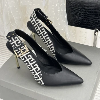 Kadınlar İçin yeni Ayakkabı Size35-42 Hakiki Deri Sandalet Süper Yüksek Topuklu Baskılar Pompaları tasarım ayakkabı Sivri Burun Zapatillas Mujer