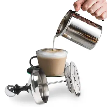 Kahve Köpük Sürahi Paslanmaz Çelik El Pompası süt Köpürtücü El Süt Köpürtme Sürahileri Manuel Kumandalı Süt köpük makinesi