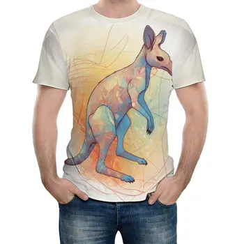Kanguru T Gömlek Erkekler Karikatür Guaj Sokak Tarzı T-Shirt Orijinal Popüler Tees Kısa Kollu Özel Boy Tops
