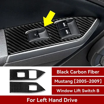 Karbon Fiber Araba Pencere Kaldırma Anahtarı Kapağı Sticker Trim için Ford Mustang 2005 2006 2007 2008 2009 İç Aksesuarları(A)