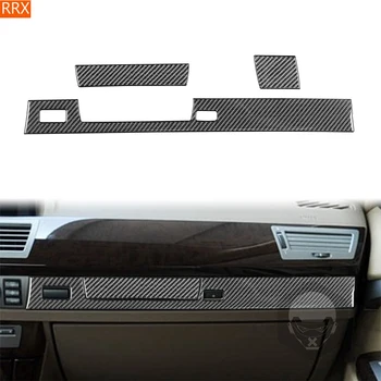 Karbon Fiber Co-pilot saklama kutusu Paneli Sticker Trim İçin BMW 7 Serisi E65 E66 2002-2008 Araba İç Süslemeleri Aksesuarları Şerit