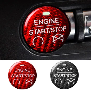 Karbon Fiber Kapak Ford Mustang 2015 için 2016 2017 2018 2019 2020 2021 2022 Araba Motor Çalıştırma Durdurma Düğmesi Sticker Alüminyum Alaşımlı