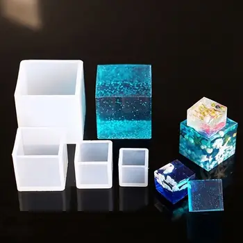 Kare UV Epoksi DIY Zanaat Kristal Küp Kalıpları silikon kalıp Takı Yapımı Araçları Reçine Kalıp