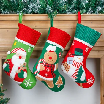 Karikatür Noel Baba Kardan Adam Zencefilli Kurabiye Noel Çorap noel hediyesi Çanta Asılı Şeker Çantası Şömine Noel Ağacı Asılı Kolye Çorap