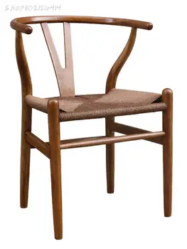 Katı ahşap yemek sandalyesi restoran ev koltuk Taishi sandalye halka sandalye arkalığı otel kahve sandalyesi basit eğlence Y sandalye