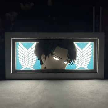 kağıt kesim gölge kutusu Titan Yatak Odası Dekorasyon için Manga Masa masa lambası Anime ışık Kutusu Levi Yüz Gözler